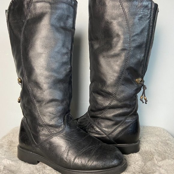 COLLEGE by Regence Vintage Black Leather Pull On Boots Size 8 - Picture 2 of 10